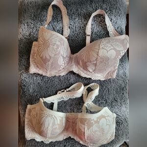 Aerie Lace Floral Bra Set - Cream